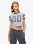 Superdry Athletic Essentials Graphic Ringer T-Shirt, Grey Marl