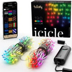 Twinkly Icicle 190 LED RGB Outdoor and Indoor Cascade Lights Smart Multicolor...