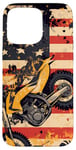 Coque pour iPhone 15 Pro Max Drapeau américain Art déco jaune pour moto Dirt Bike Braap