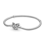 Pandora Moments Bracelet maille serpent en argent sterling avec fermoir papillon et zircones cubiques transparentes, 16