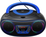 Lecteur Cd Portable Avec Effets De Lumi?re - Bluetooth - Poste Cd Enfant - Boombox - Radio Fm - Aux - Tcl212Bt - Bleu