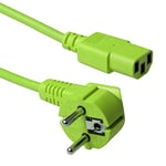 ACT AK5138 Câble d'alimentation pour appareils à Froid 1,8 m C13 Câble d'alimentation PC CEE 7/7 vers C13 3 Broches – Contact de Protection coudé – Vert
