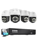 ZOSI 4K PoE Kit Camera Surveillance Extérieure 8MP avec Détection de Personne Véhicule, Caméra IP PT 355°/140°, NVR 8CH 2 to HDD, Auto Suivi, Spotlight et Sirène, Enregistrement 24/7