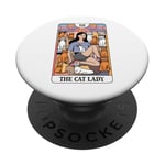 The Cat Lady Carte de tarot rétro Motif chat PopSockets PopGrip Adhésif