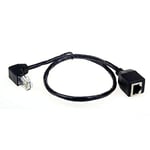 Cablecc Câble d'extension de réseau Ethernet LAN 8P8C FTP STP UTP Cat 5e mâle vers femelle coudé à 90 degrés 50 cm