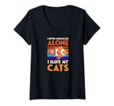 Womens I Never Aquascape Alone I Have My Cats Funny At Home V-Neck T-Shirt