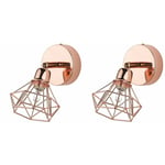 2 Lampes Murales Appliques en Métal Cuivré avec Abat-jour Cage Diamant G9 Max 20W pour Éclairage de Salon ou Chambre Style Moderne Beliani
