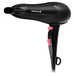 Remington Hair Dryer [Compact Blow Dryer] My Stylist (Powerful 1900W Performance, 2 Heat/Speed Settings with Cool Shot, Fast Dry Concentrator, Ceramic Ionic Grille for Even Heat, Black/Pink) D2000