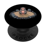 Méditation de singe zen avec fleurs de Sakura PopSockets PopGrip Adhésif