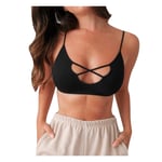 Sisifa Camisole Tank Tops for Women Sexy Criss Cross Sling Basic Crop Top