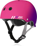 80Six Dual Certified Kids Skate Helmet for Boys/Girls Ages 5 to 14+ Triple Comfort & Protection - Perfect for Roller Skates, Bike, Scooter, BMX, Skateboard, Bike Helmet (Pink Purple Fade, Age 14+)