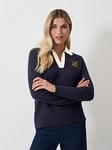 Crew Clothing Knitted Crest Rugby Shirt - Navy, Navy, Size 18, Women