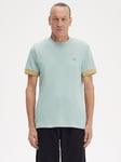 Fred Perry Stripe Cuff T-Shirt, Silver Blue