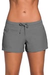 Bain Shorty Femme Bas de Maillot Natation Short Élastique Sport Bikini Shorts Plage Short Protection UV Jogging Tankini Gris 46-48