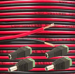 5m Copper 12v Power Cable Red Black LED Lights Car Boat Wire 2 Core Connectors