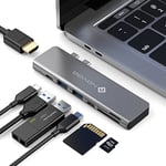 NOVOO Adaptateur Mac, Hub USB C 7-en-2 Adaptateur avec PD 100W, USB 3.0, Lecteur de Carte SD/TF, Adaptateur USB C HDMI pour Macbook Air/Pro M1 M2