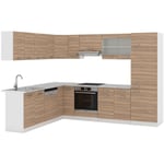 Vicco - Cuisine en angle R-Line, Sonoma, 227 x 287 cm sans plan de travail