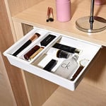 MIVIDE Tiroir sous Bureau, 31 x 22 x 6,5cm Rangement Maquillage Organisateur Tiroir, Organisateur de Tiroir sous Bureau pour bureau, salon, chambre (Blanc)