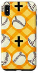 Coque pour iPhone XS Max Coque Pop Art jaune motif damier baseball