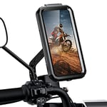 ENONEO Support Téléphone Moto étanche Rotation à 360 Anti-Vibrations Porte Telephone Moto avec ID Tactile Sensible Support Smartphone Scooter Rétroviseur pour 4.5-6.1 Pouces Smartphones (Noir, S)