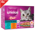 WHISKAS Duo 48 Sachets fraîcheur en gelée 4 variétés pour chat 85g (4x12)