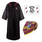 Harry Potter Pack Cosplay Gryffondor Robe de Sorcier + Cravate + 5 Tatouages Taille L