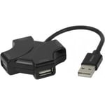 Deltaco USB-A-hub, 4x USB-A, 480 Mbps, svart