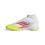 adidas Femme F50 League Mid Football Boots Turf Women Chaussures, Cloud White/Lucid Red/Solar Yellow, 40 EU