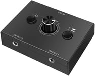 Commutateur Audio 3,5mm Prise Jack 2(1)-entrée-1(2)-Sortie,Analogique Stéréo Aux Switch Sélecteur Son Boitier pour Haut Parleurs HiFi Amplificateur Phono Casque Ordinateur PC,Métal