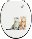 Abattant WC en fibre de bois Woody 100% FSC Chatons, blanc et noir