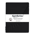 Komfortec Drap-Housse 160 x 200 cm en Microfibre brossée, Noir