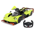 JAMARA Aston Martin Valkyrie AMR Pro 1:14 Vert Porte Manuelle 2,4 GHz – Licence Officielle, intérieur détaillé, Peinture fidèle à l'original, Pare-Brise Transparent, lumière LED, Voiture RC