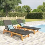 Maisonchic - Lot de 2 Bain de soleil Moderne - Transat - Fauteuil de jardin relax noir/marron résine tressée/bois d'acacia Chic-111283
