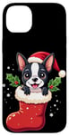 Coque pour iPhone 14 Plus Australian Shepherd Christmas Stocking Puppy Dog Lover