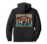 Vintage Hero Born 1970 The Journey Has Just Begun Birthday Pullover Hoodie