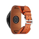 VeveXiao Leather Watch Band Compatible with Samsung Galaxy watch 46mm Gear S3 Frontier，22mm Quick Release Cuff Genuine Leather Watch Band Straps Wristbands for Garmin Vivoactive 4 45mm (Orange)