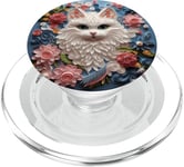 Cute Cat Face For Women Colorful Paper Wildflowers Kitten PopSockets PopGrip pour MagSafe