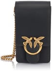 Pinko Love One Smart Veau Soie, Accessoire de Voyage-Cache-Cou Femme, Z99q_Noir-Antique Gold, 47 EU