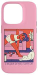 iPhone 14 Pro Fluffy Cat Yoga Stretch Cozy Home Yoga Cute Retro Comic Case