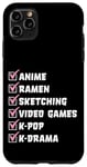 Coque pour iPhone 11 Pro Max Anime Ramen Sketching Jeux vidéo K-Pop K-Drama Liste de