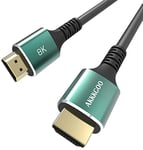 AKKKGOO 8K HDMI Cable 2M HDMI 2.1 Cable Real 8K High Speed 48Gbps 8K(7680x4320)@60Hz 4K@120Hz Dolby Vision HDCP2.2 HDR4:4:4 HDR eARC Compatible with Apple TV Samsung QLED TV