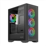 Noua Utopia F502 Boîtier PC Gaming ARGB Mid-Tower ATX, 4 Ventilateurs LED RGB Synchronisables 120 mm, Panneau Avant Mesh et Panneau latéral en Verre trempé, Prend en Charge Les radiateurs de 360 mm