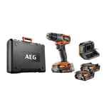 AEG Perceuse-visseuse à percussion SUBCOMPACT 18V BRUSHLESS, 65 Nm, 2 batteries 2,0 Ah, chargeur, mandrin métal 13 mm, en coffret - BSB18SBL2-202C