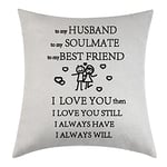 Tihnvk Pillow Covers Gift To My Husband Cushion Cover Men Gift For Valentine's Day Anniversary Birthday From Wife Linen Decorative Pillow Case For Sofa Bedroom 18”x18” (To my husband)