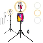 Ring Light with Tripod Stand Phone Holder, 10" Selfie Ring Light for Phone with Bluetooth Remote, for Tik Tok, Makeup, Video, Photography, Camera, Live Streaming