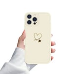 Coque pour iPhone 13 Pro Max, Mignon Motif Coeur d'amour doré iPhone 13 Pro Max Coque pour Femme et Fille Housse de Protection en Silicone Souple Compatible avec iPhone 13 Pro Max (6,7 Pouces)-Blanc