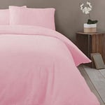 Rapport Home Soft Luxurious Teddy Fleece Quilt Cover Bedding Set Single Soft Pink