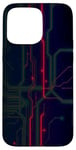 Coque pour iPhone 15 Pro Max Motif lignes de carte mère avec une superbe couleur rouge