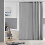 Furlinic Rideau de Douche Anti Moisissure Tissu Polyester Lavable Gris Rideaux de Bain Imperméable pour Baignoire ou Salle de Bain avec 12 Crochets 180x180cm