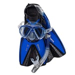 Mares - Masque Tuba et Palmes Aquazone Set X-One Marea, Ensemble avec Masque, Tuba et Palmes Snorkeling Adulte - Unisex, Bleu, M/L